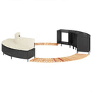vidaXL fekete polyrattan és tömör akácfa jakuzzi-keret
