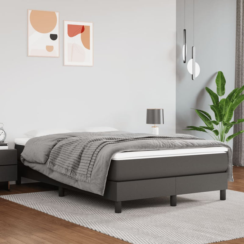 vidaXL szürke műbőr rugós ágy matraccal 120x190 cm