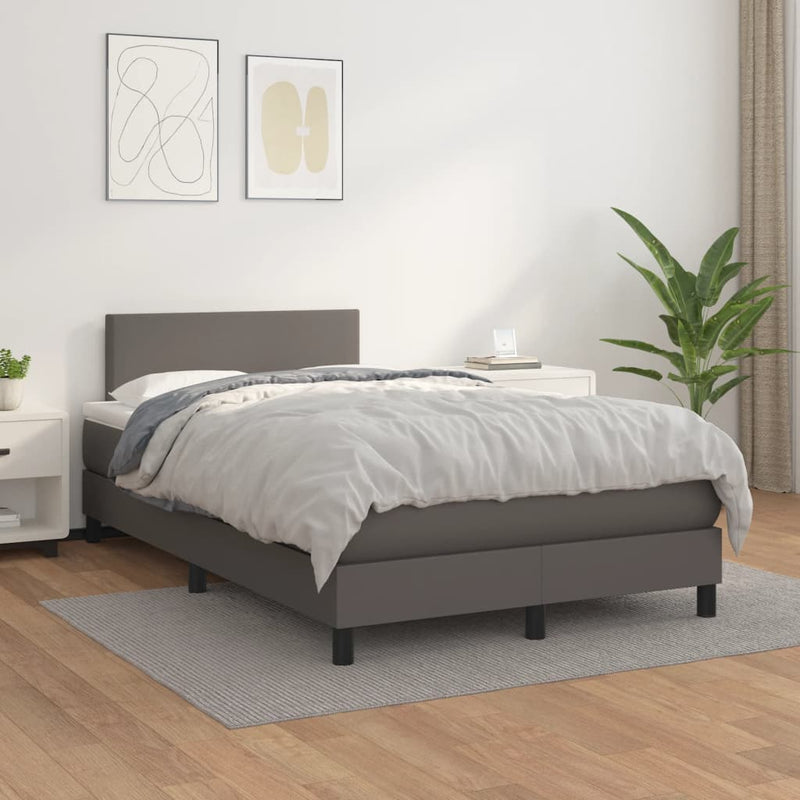 vidaXL szürke műbőr rugós ágy matraccal 120x190 cm