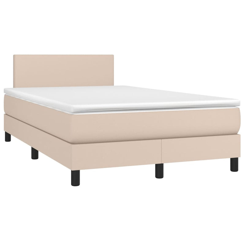 vidaXL cappuccino színű műbőr rugós ágy matraccal 120 x 190 cm