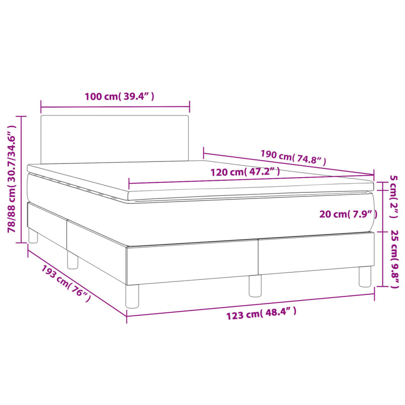 vidaXL cappuccino színű műbőr rugós ágy matraccal 120 x 190 cm