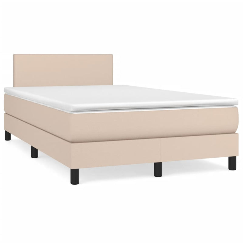 vidaXL cappuccino színű műbőr rugós ágy matraccal 120 x 190 cm