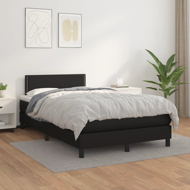 vidaXL fekete műbőr rugós ágy matraccal 120x190 cm