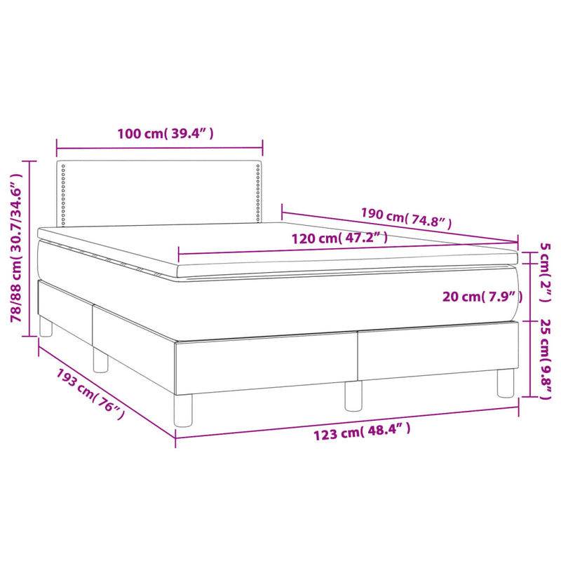 vidaXL fekete műbőr rugós ágy matraccal 120x190 cm