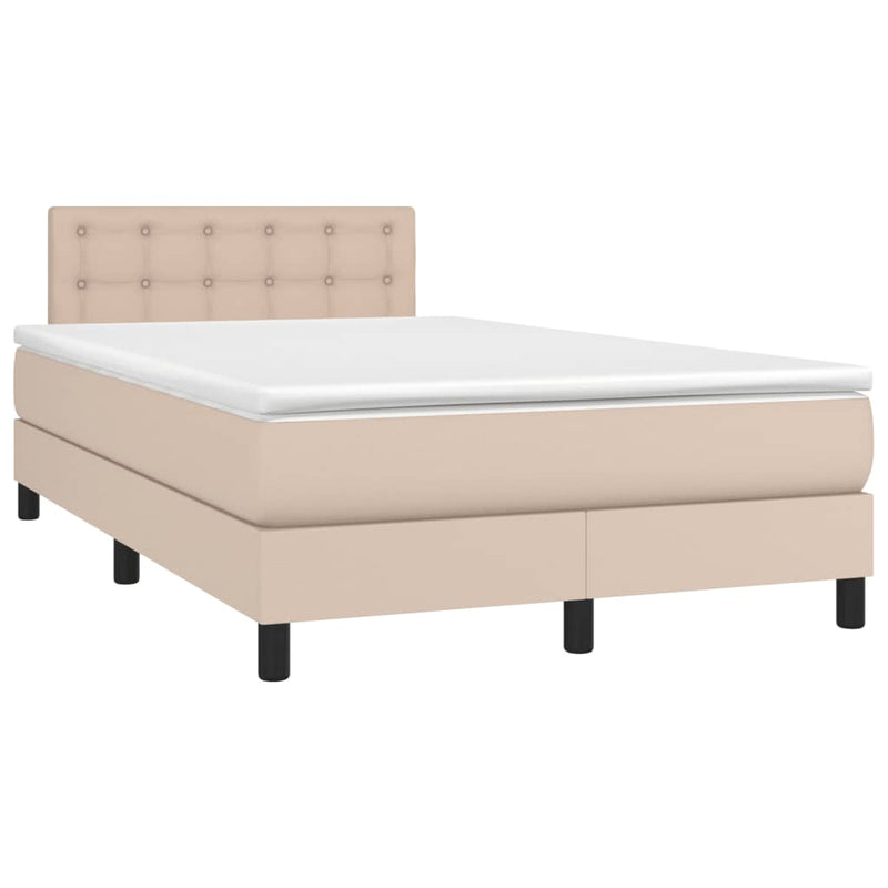 vidaXL cappuccino színű műbőr rugós ágy matraccal 120 x 190 cm