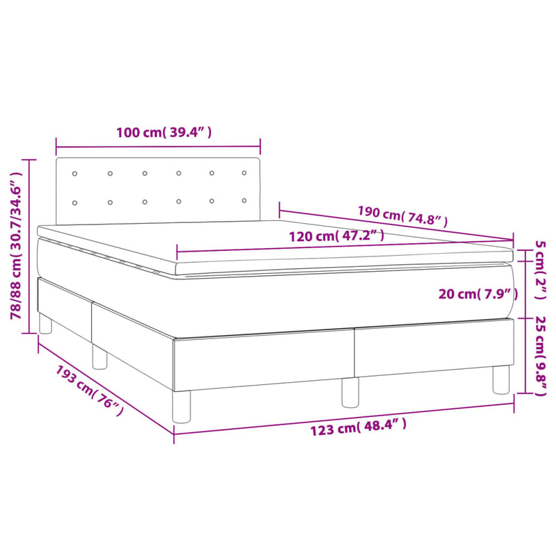 vidaXL cappuccino színű műbőr rugós ágy matraccal 120 x 190 cm