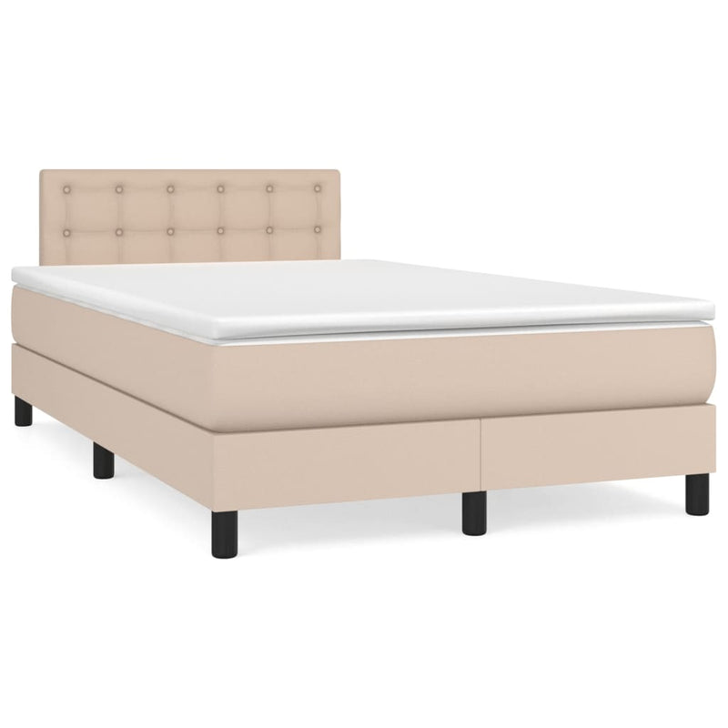 vidaXL cappuccino színű műbőr rugós ágy matraccal 120 x 190 cm