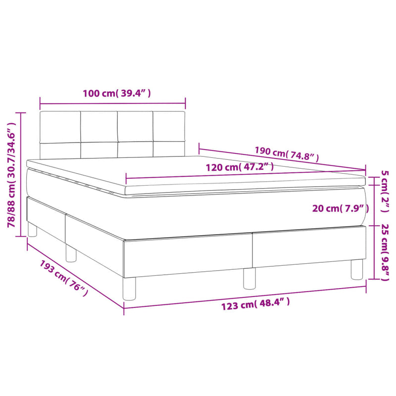 vidaXL sötétzöld bársony rugós ágy matraccal 120x190 cm