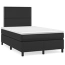 vidaXL fekete műbőr rugós ágy matraccal 120x190 cm