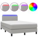 vidaXL világosszürke szövet rugós és LED-es ágy matraccal 120x190 cm