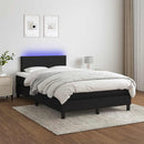 vidaXL fekete szövet rugós és LED-es ágy matraccal 120x190 cm