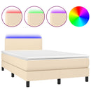 vidaXL krémszínű szövet rugós és LED-es ágy matraccal 120x190cm