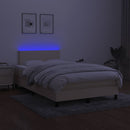 vidaXL krémszínű szövet rugós és LED-es ágy matraccal 120x190cm