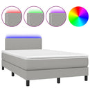 vidaXL világosszürke szövet rugós és LED-es ágy matraccal 120x190 cm