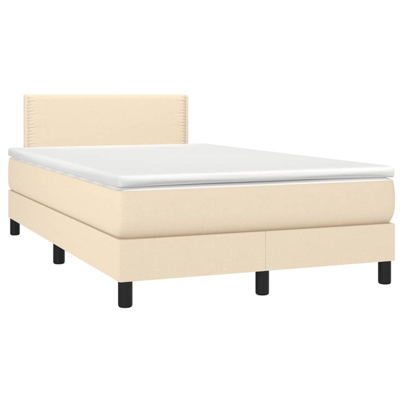 vidaXL krémszínű szövet rugós és LED-es ágy matraccal 120x190cm