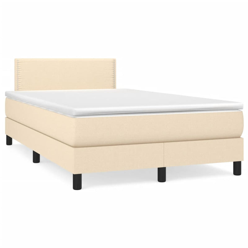 vidaXL krémszínű szövet rugós és LED-es ágy matraccal 120x190cm