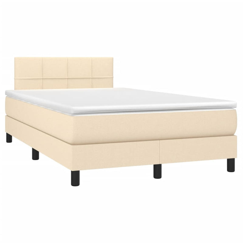 vidaXL krémszínű szövet rugós és LED-es ágy matraccal 120x190cm