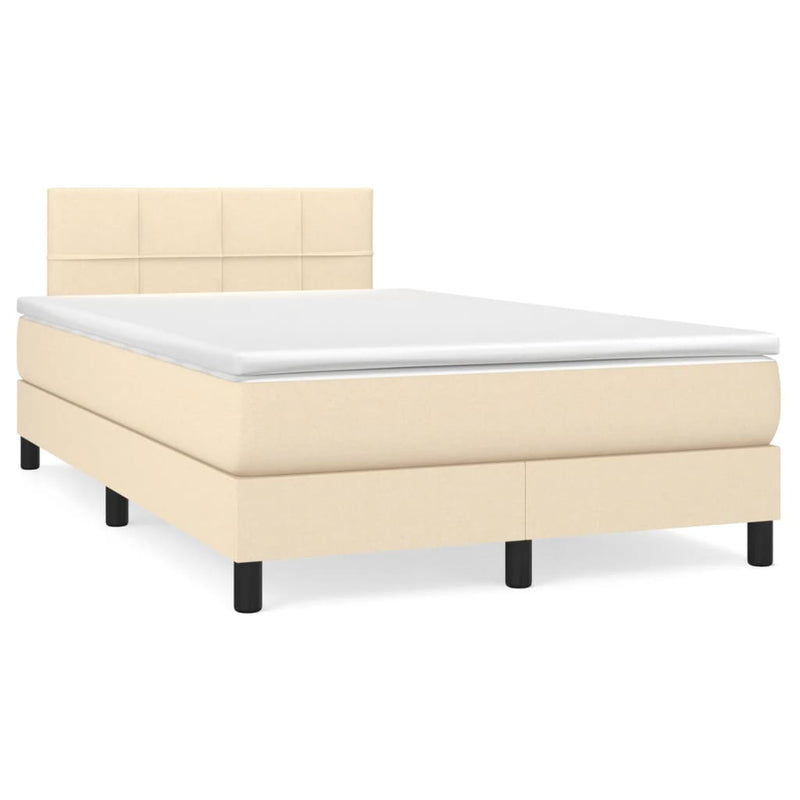 vidaXL krémszínű szövet rugós és LED-es ágy matraccal 120x190cm