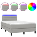 vidaXL világosszürke szövet rugós és LED-es ágy matraccal 120x190 cm