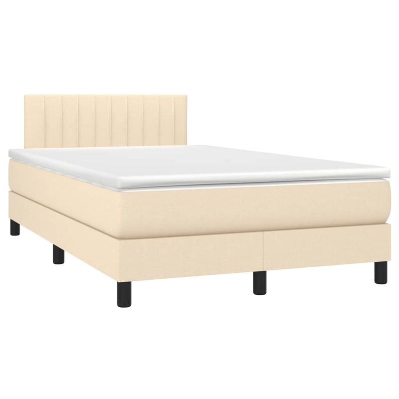 vidaXL krémszínű szövet rugós és LED-es ágy matraccal 120x190cm