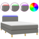 vidaXL sötétszürke szövet rugós és LED-es ágy matraccal 120x190 cm