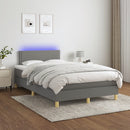 vidaXL sötétszürke szövet rugós és LED-es ágy matraccal 120x190 cm