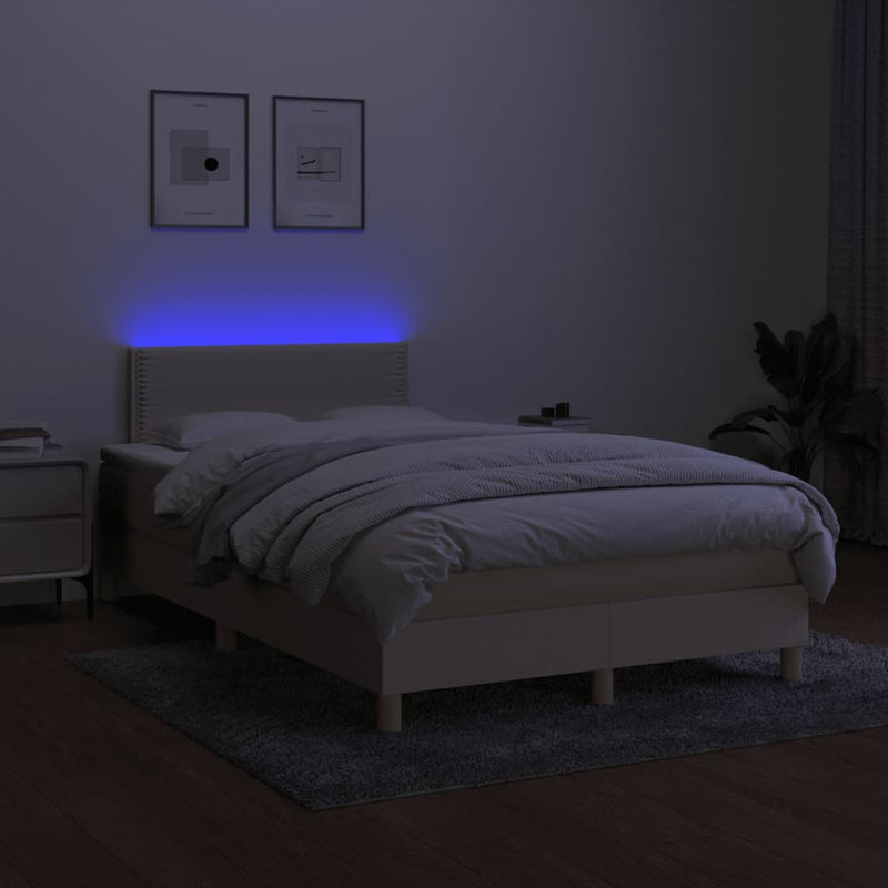 vidaXL krémszínű szövet rugós és LED-es ágy matraccal 120x190cm