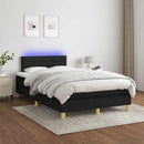 vidaXL fekete szövet rugós és LED-es ágy matraccal 120 x 190 cm
