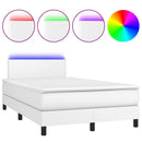 vidaXL fehér műbőr rugós és LED-es ágy matraccal 120x190 cm