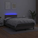 vidaXL szürke műbőr rugós és LED-es ágy matraccal 120x190 cm