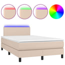 vidaXL cappuccino színű műbőr rugós és LED-es ágy matraccal 120x190 cm