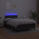vidaXL fekete műbőr rugós és LED-es ágy matraccal 120x190 cm