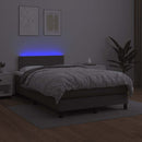 vidaXL szürke műbőr rugós és LED-es ágy matraccal 120x190 cm