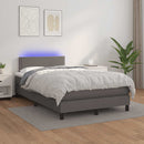 vidaXL szürke műbőr rugós és LED-es ágy matraccal 120x190 cm
