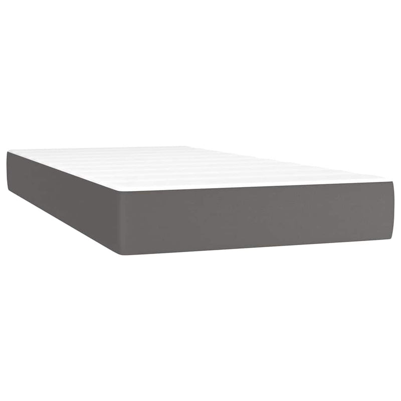vidaXL szürke műbőr rugós és LED-es ágy matraccal 120x190 cm