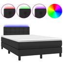 vidaXL fekete műbőr rugós és LED-es ágy matraccal 120x190 cm