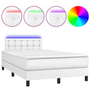 vidaXL fehér műbőr rugós és LED-es ágy matraccal 120x190 cm