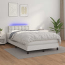 vidaXL fehér műbőr rugós és LED-es ágy matraccal 120x190 cm
