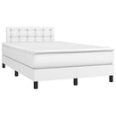 vidaXL fehér műbőr rugós és LED-es ágy matraccal 120x190 cm