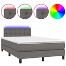 vidaXL szürke műbőr rugós és LED-es ágy matraccal 120x190 cm