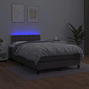 vidaXL szürke műbőr rugós és LED-es ágy matraccal 120x190 cm