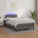 vidaXL szürke műbőr rugós és LED-es ágy matraccal 120x190 cm