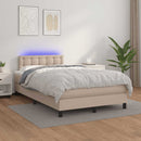 vidaXL cappuccino színű műbőr rugós és LED-es ágy matraccal 120x190 cm