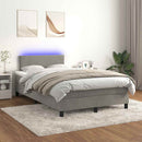 vidaXL világosszürke bársony rugós és LED-es ágy matraccal 120x190 cm