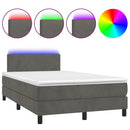 vidaXL sötétszürke bársony rugós és LED-es ágy matraccal 120x190 cm