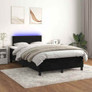 vidaXL fekete bársony rugós és LED-es ágy matraccal 120x190 cm