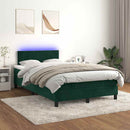 vidaXL sötétzöld bársony rugós és LED-es ágy matraccal 120x190 cm