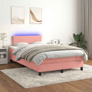 vidaXL rózsaszín bársony rugós és LED-es ágy matraccal 120 x 190 cm