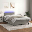vidaXL világosszürke bársony rugós és LED-es ágy matraccal 120x190 cm