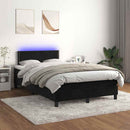 vidaXL fekete bársony rugós és LED-es ágy matraccal 120x190 cm